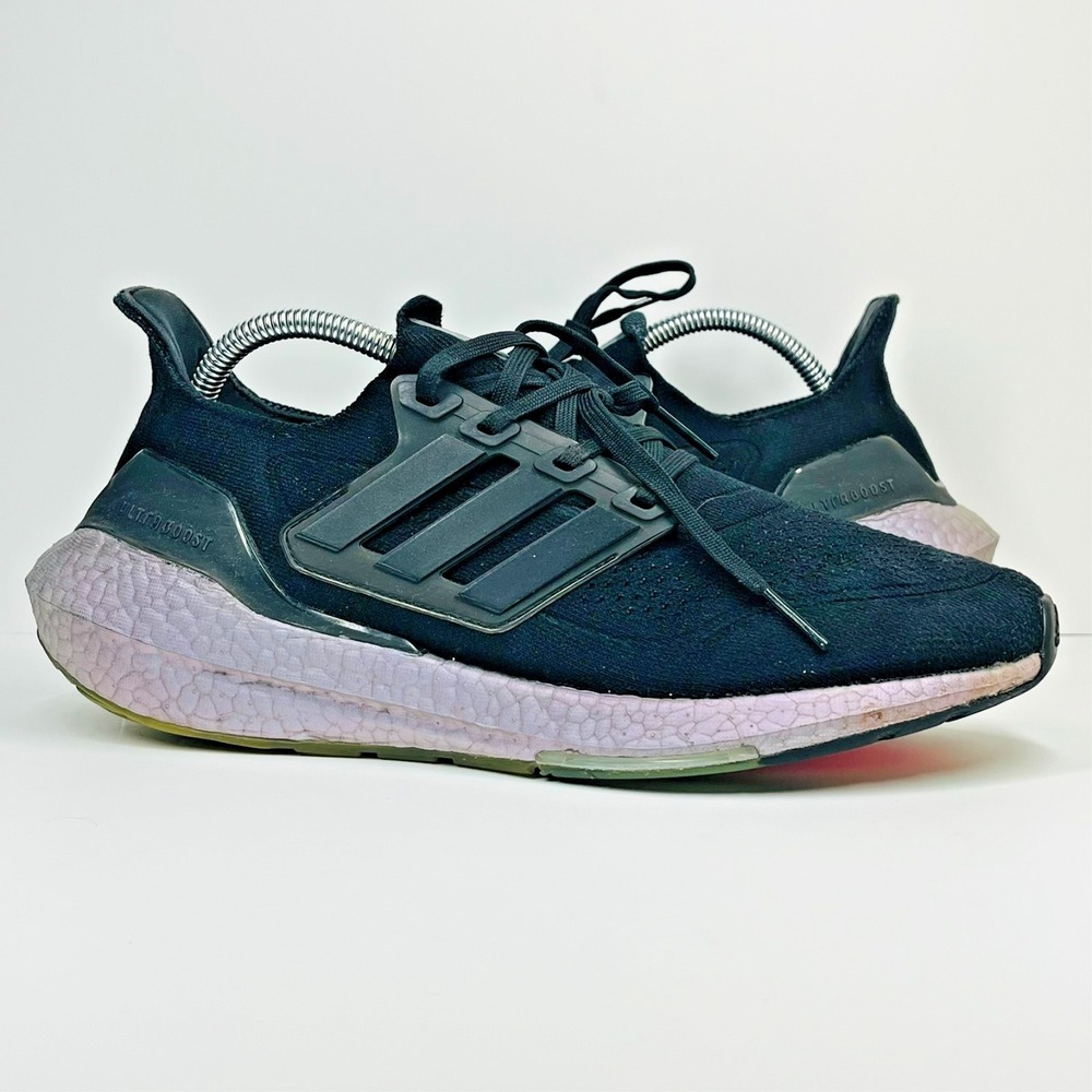 Adidas UltraBoost 21 Core Black Blue Oxide Running Shoes Women's 10 Athleisure
